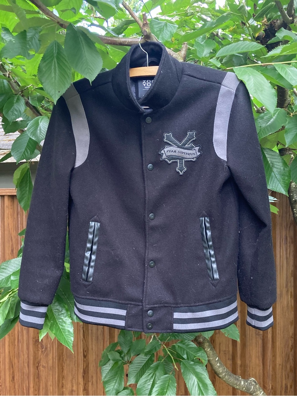 Zoo York Black and Gray Kids Varsity Jacket